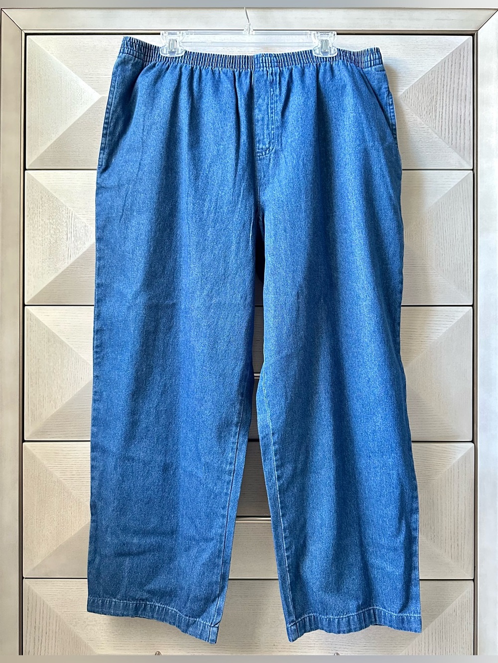 LAURA SCOTT WOMEN’S PULL ON 100% COTTON BLUE DENIM JEANS PANTS - SIZE XL